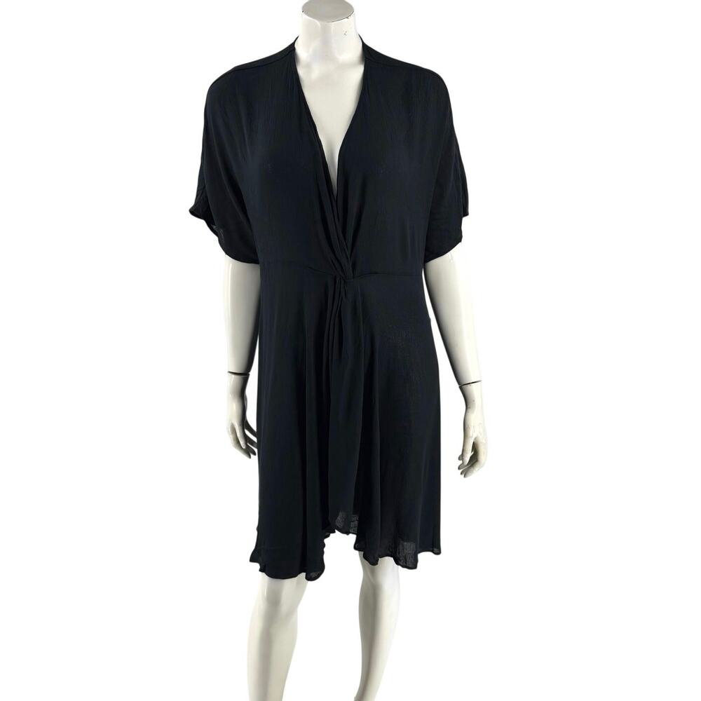 Raisins Womens Swim Cover Up Dress Plus Size 1X Black Gauzy Gathered Front NEW